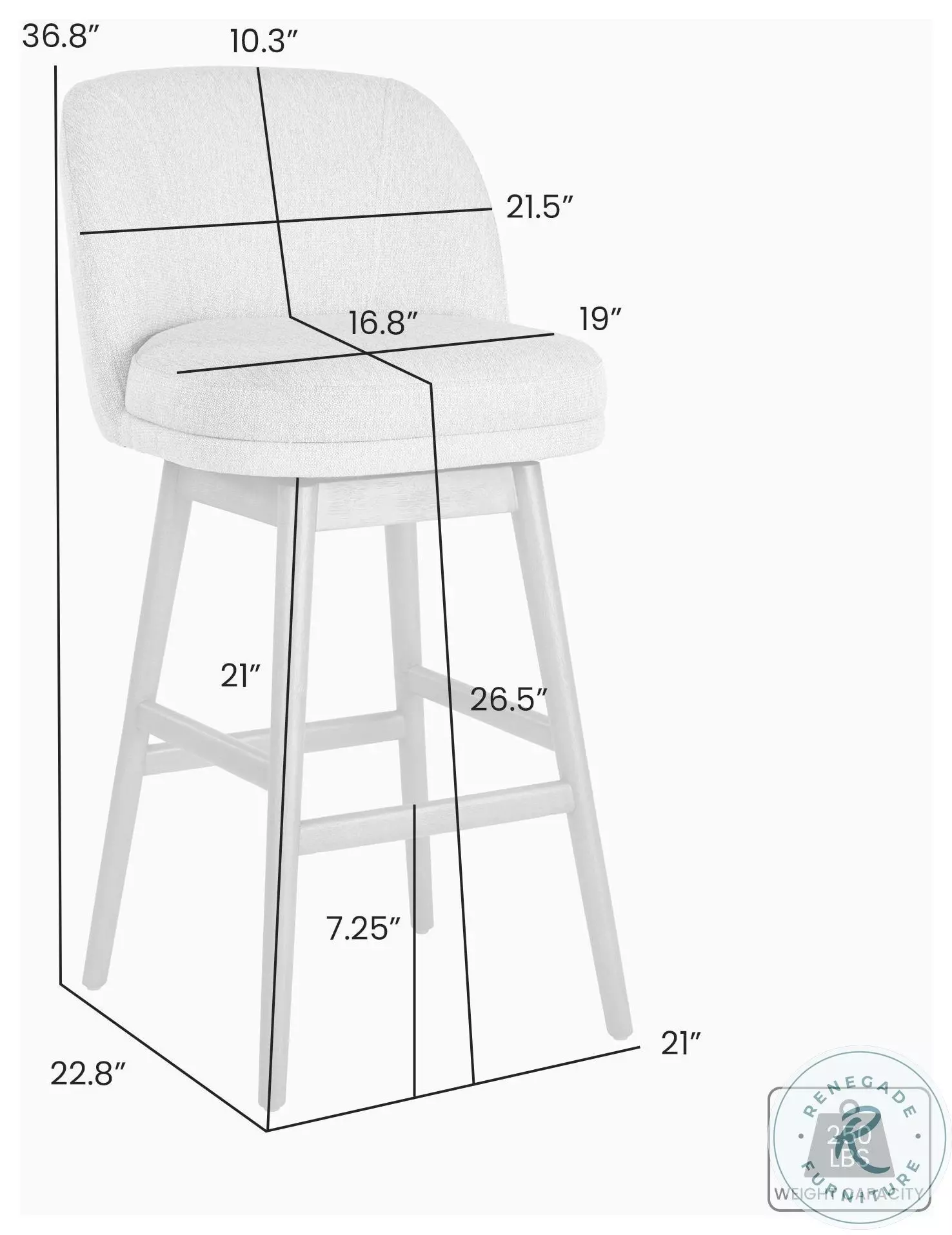 Sadie Ancient Stone Upholstered Swivel 26" Counter Height Stool