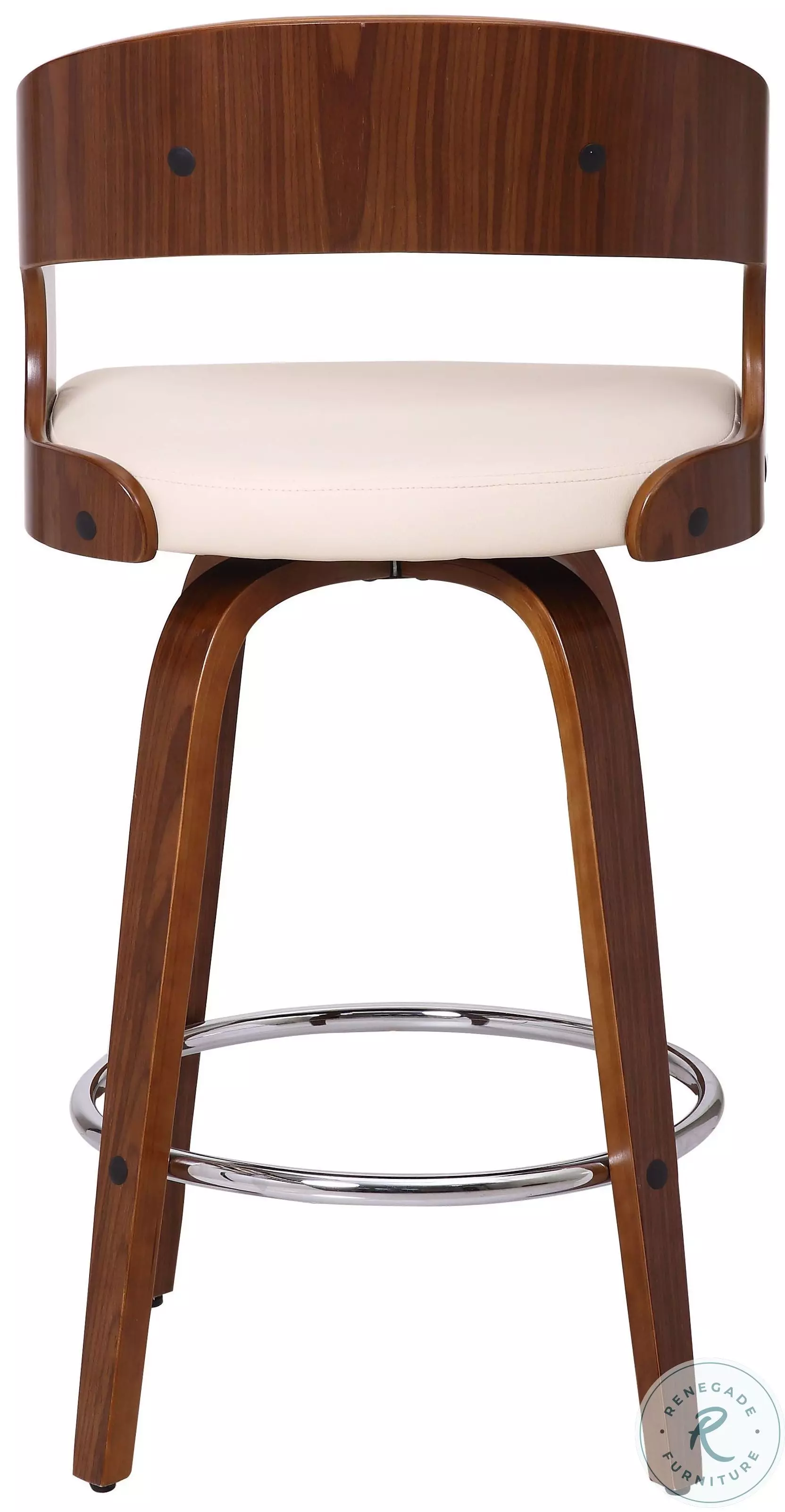 Shelly Walnut Wood and Cream Faux Leather 26