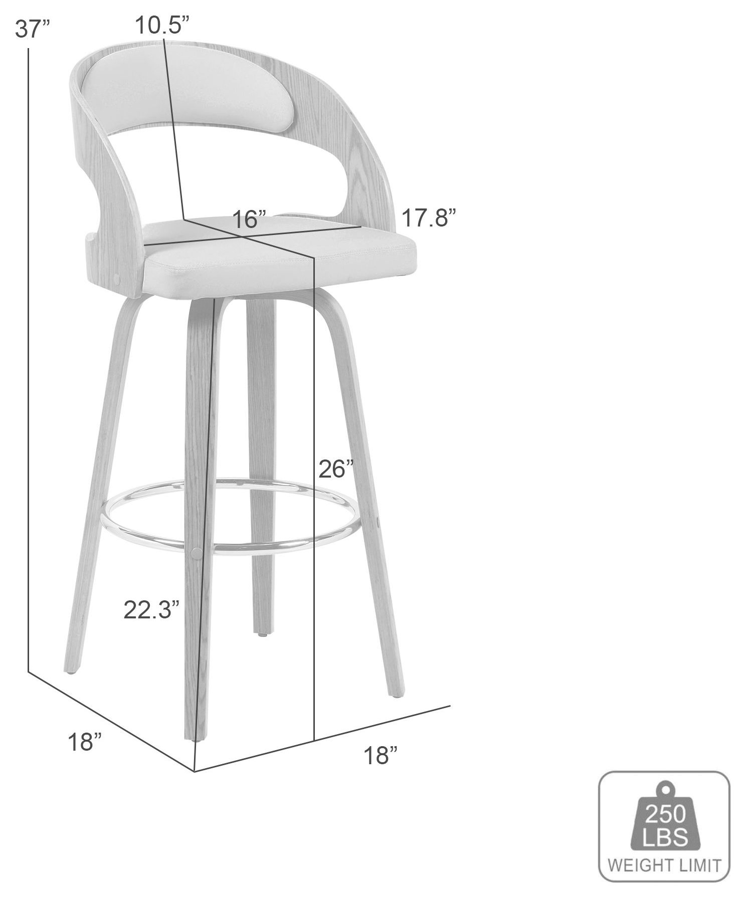 Shelly Oak and White Upholstered Swivel Counter Height Stool