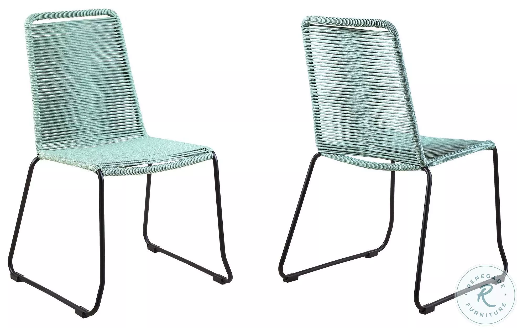 Shasta Wasabi Outdoor Metal and Rope Stackable Dining Chair Set of