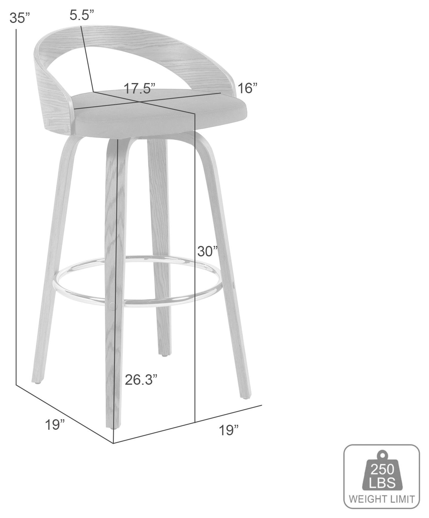 Sonia Oak and Blue Upholstered Swivel Bar Stool
