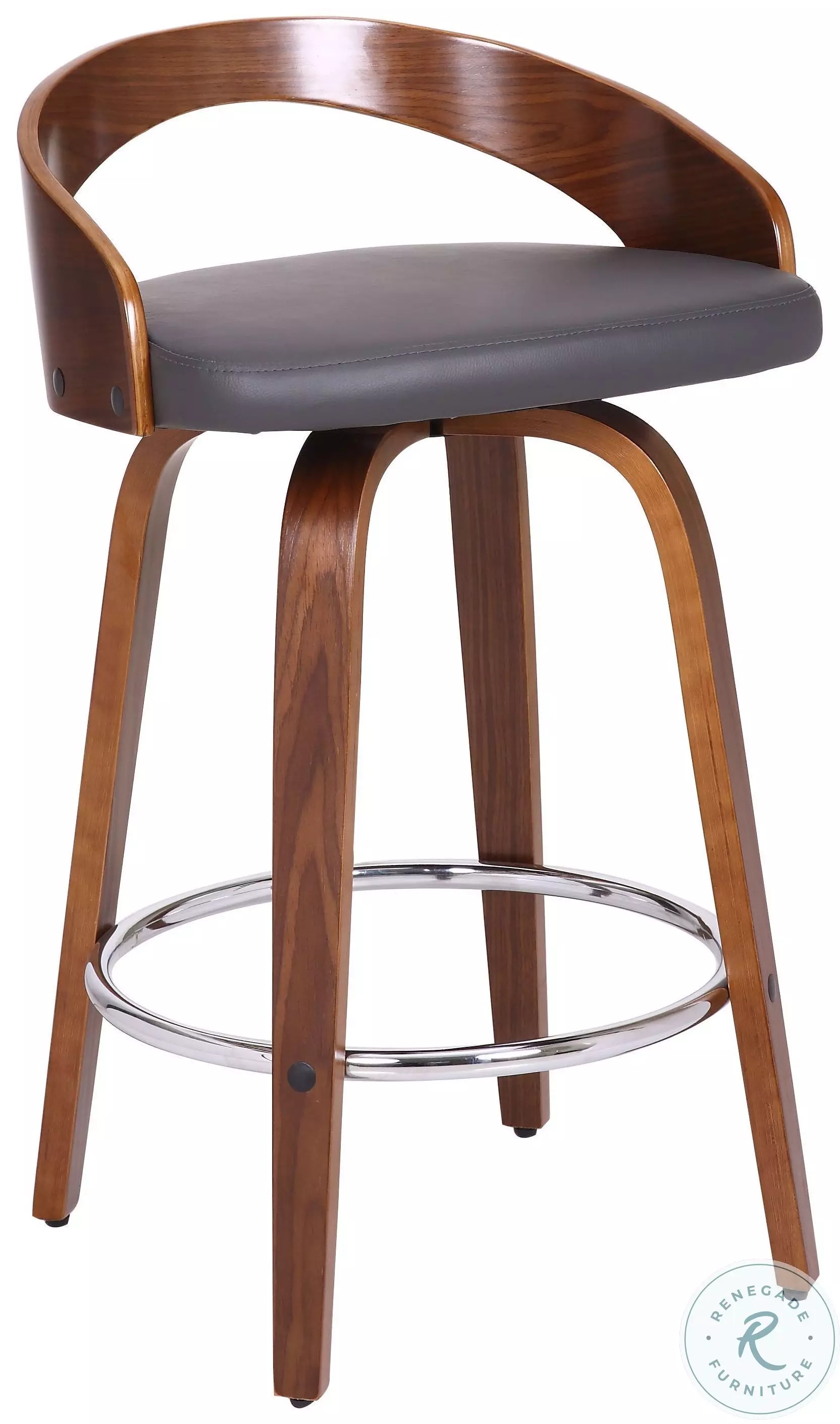 Sonia Walnut Wood and Gray Faux Leather 26