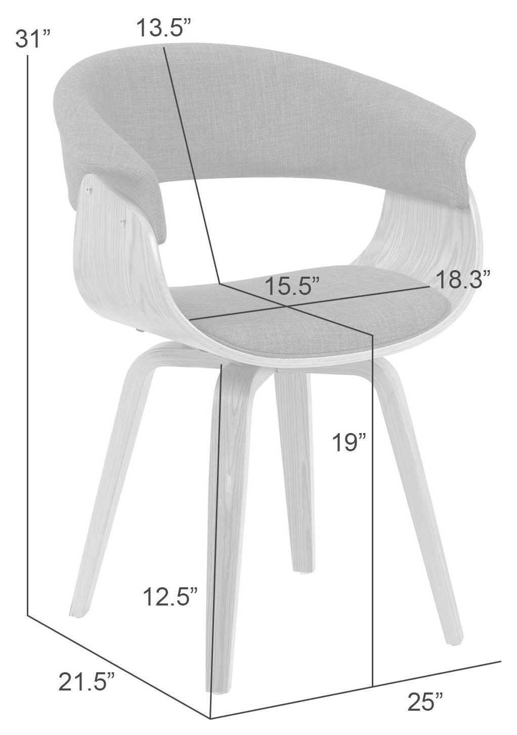 Summer Oak and Light Blue Upholstered Dining Chair