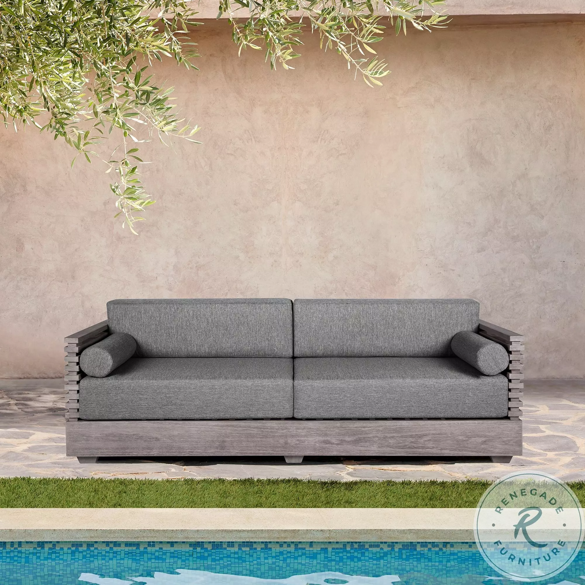 Vivid Light Gray Outdoor Patio Sofa From Armen Living | Coleman