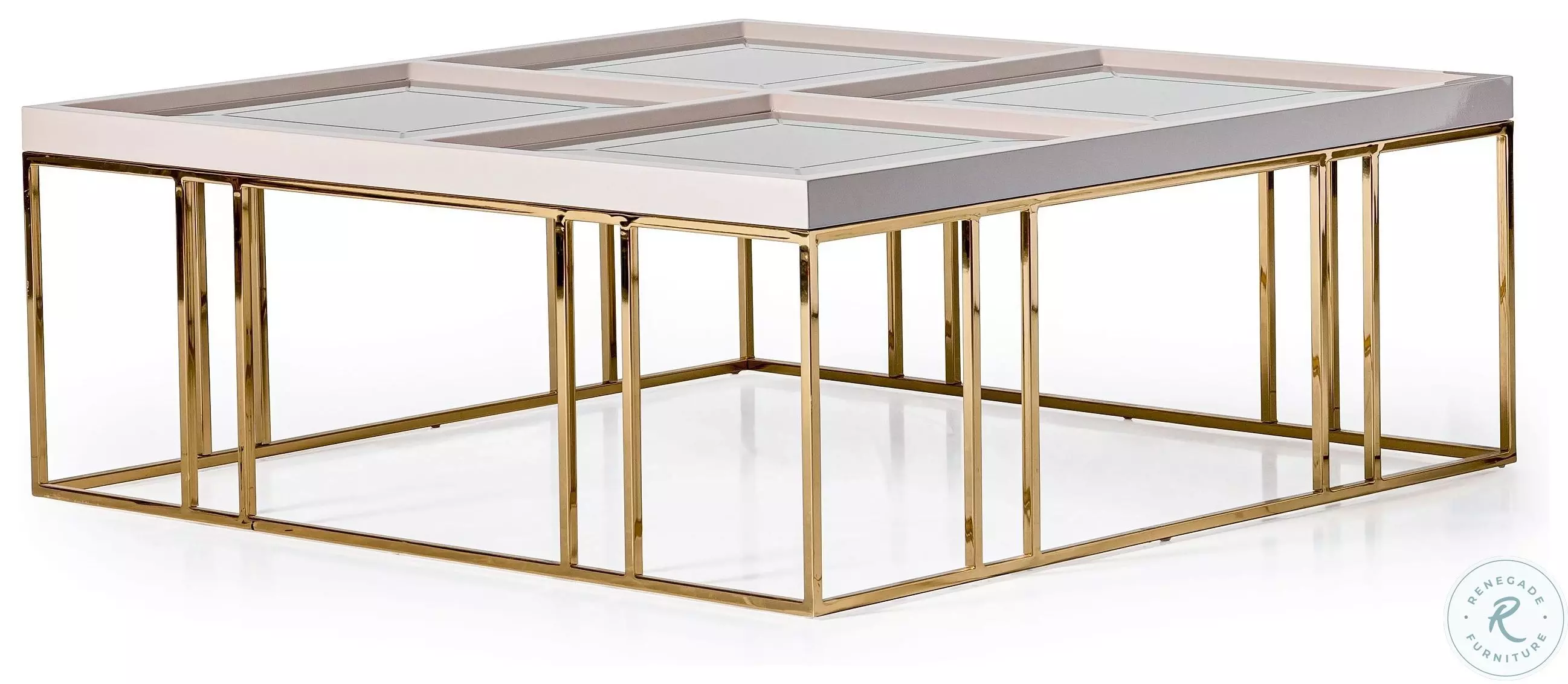 Carmela Shimmer Ivory And Gold Cocktail Table From Michael Amini