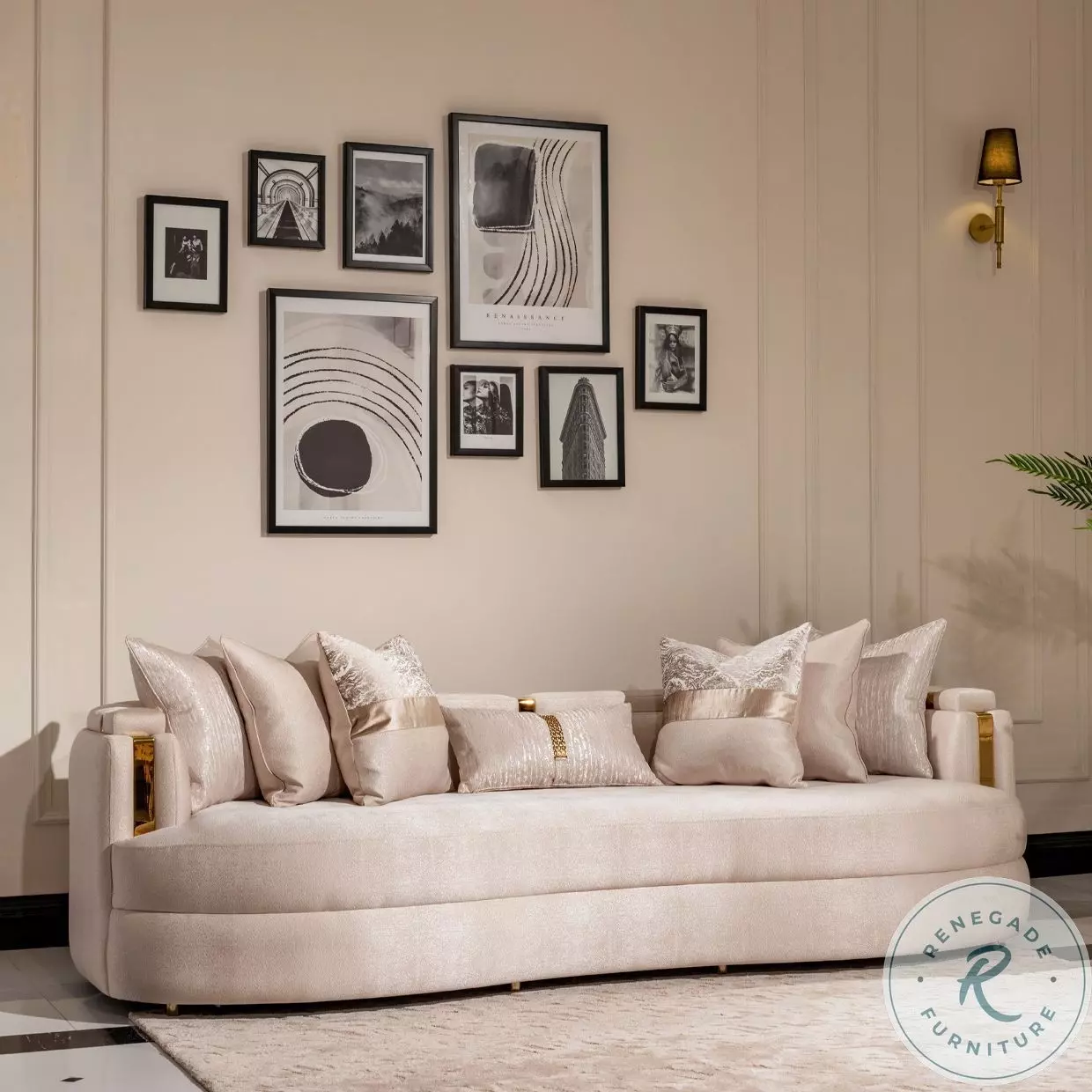 Carmela Almond Mansion Sofa From Michael Amini | Coleman Furniture