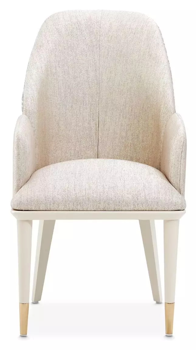 Lisbon Silken Matte Cream and Opal Dining Arm Chair From Michael