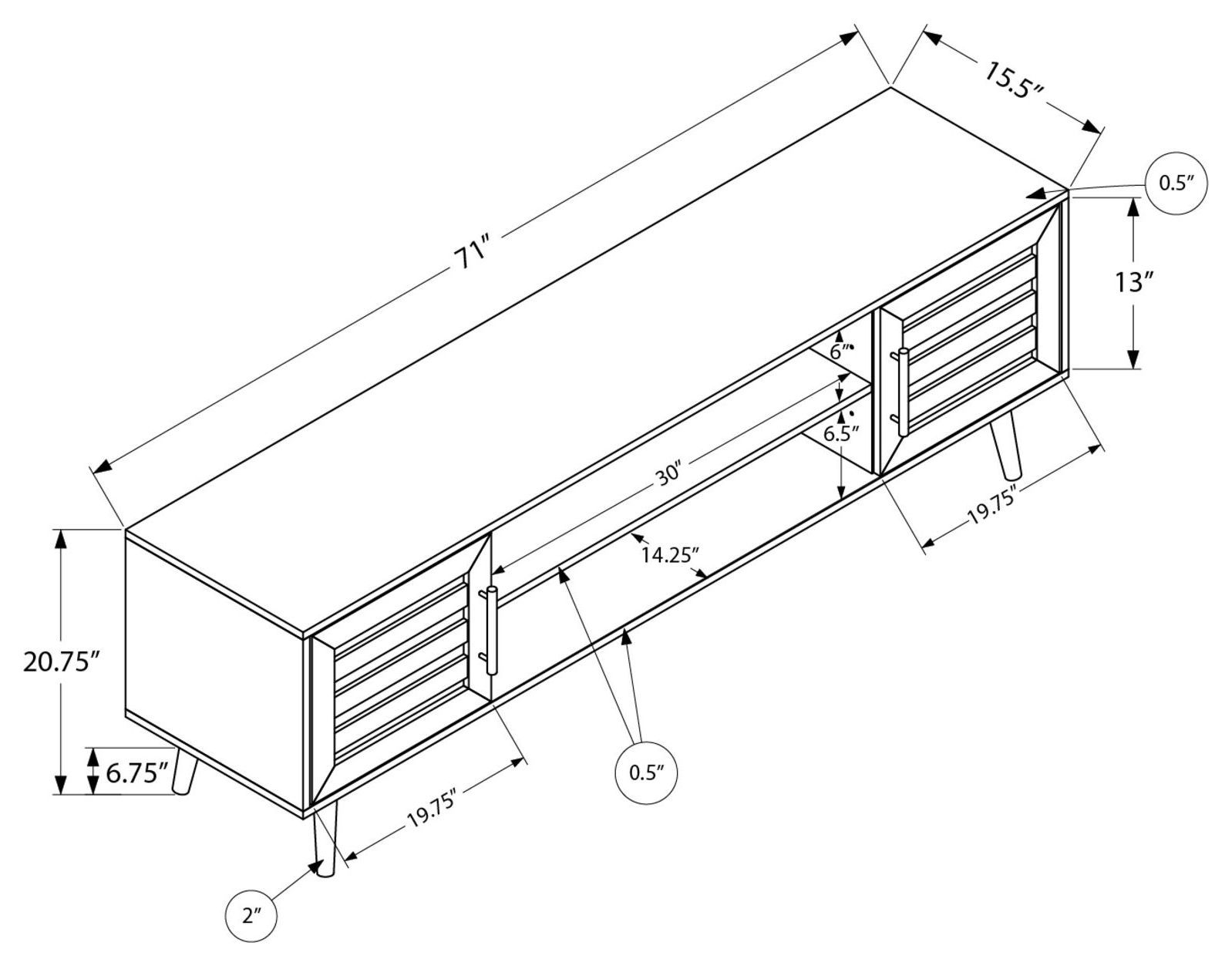 2719 Walnut 72" TV Stand