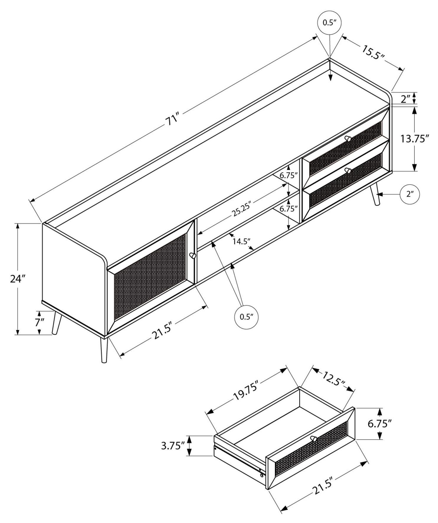 2724 Black 72" TV Stand