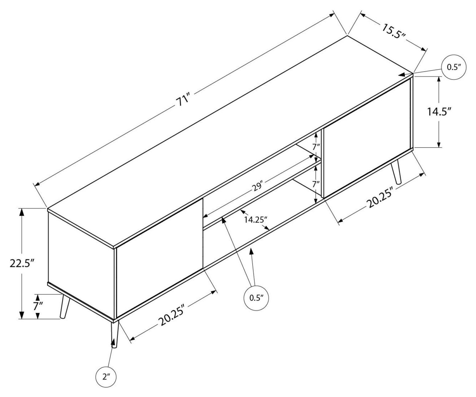 2777 Natural 72" TV Stand