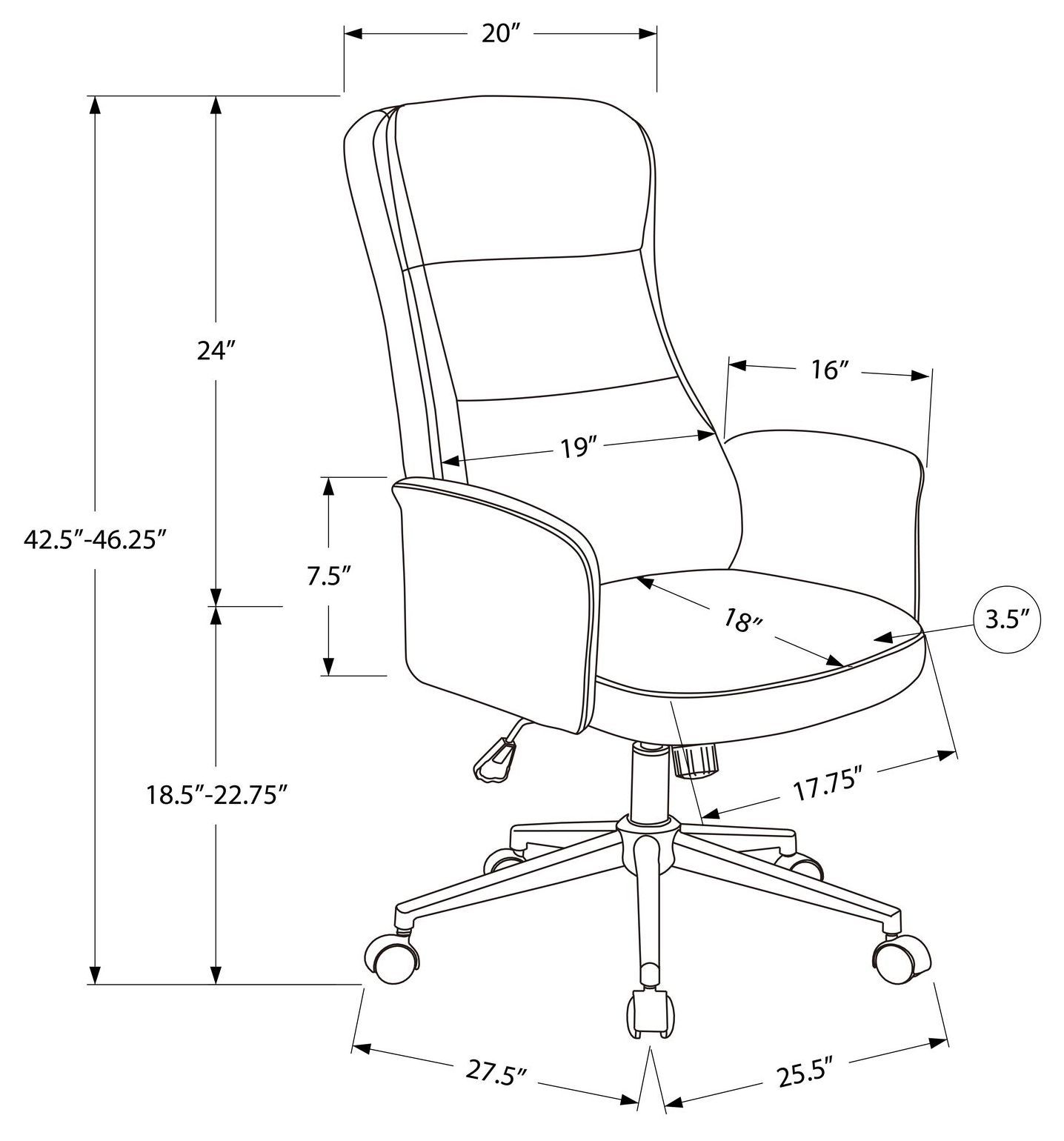 7378 Brown Upholstered Swivel Executive Office Chair