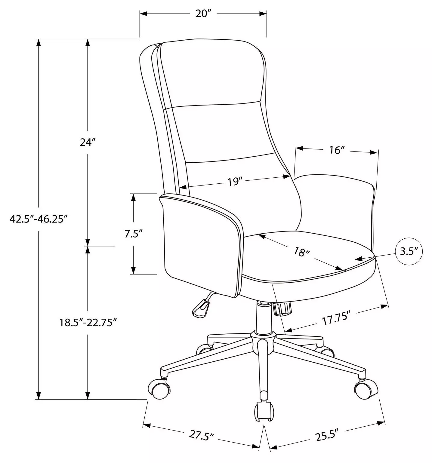 7378 Brown Upholstered Swivel Executive Office Chair