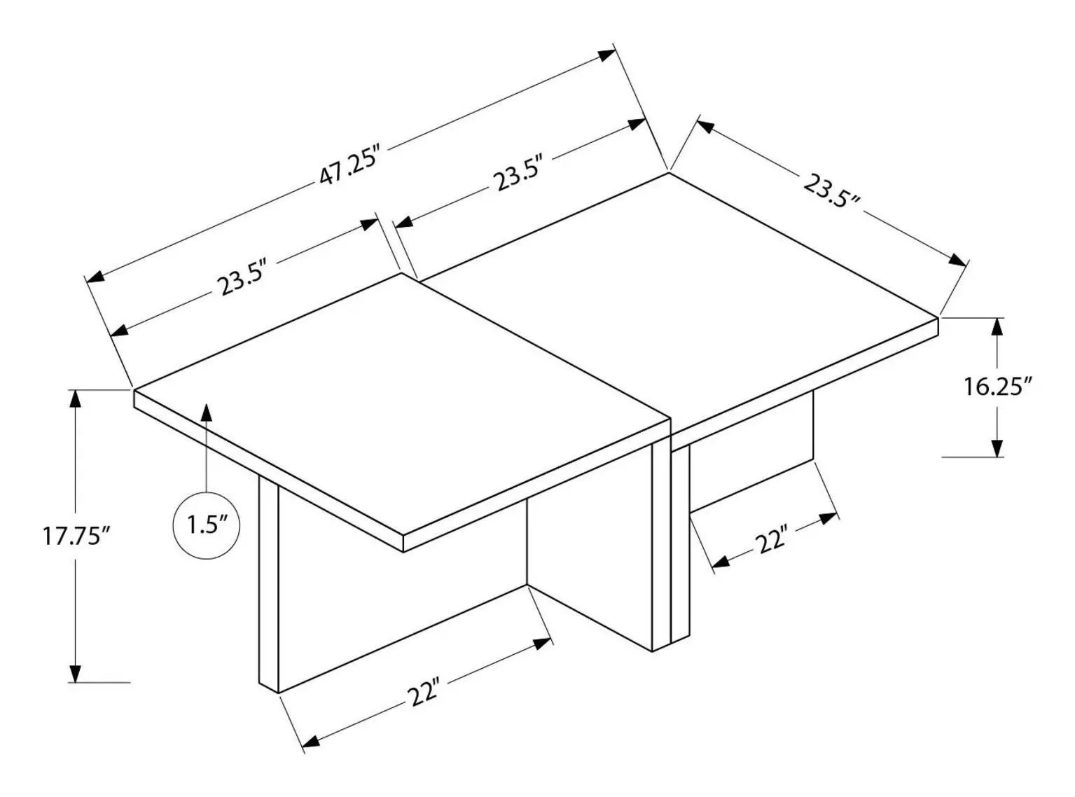 2891 Travertine Stone 2 Tier Rectangular Coffee Table