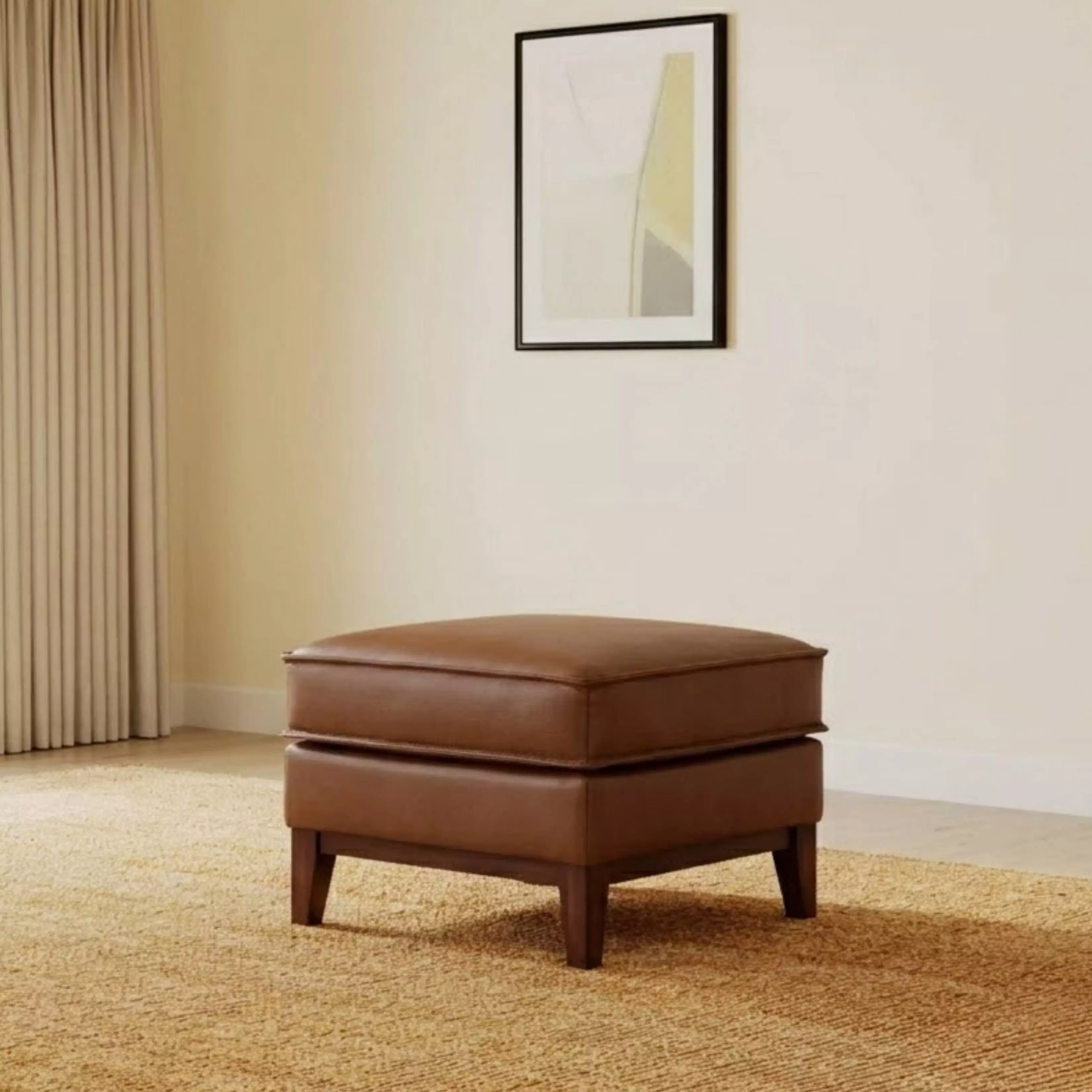 Weston Highland Saddle Ottoman From Leather Italia | Coleman Furniture