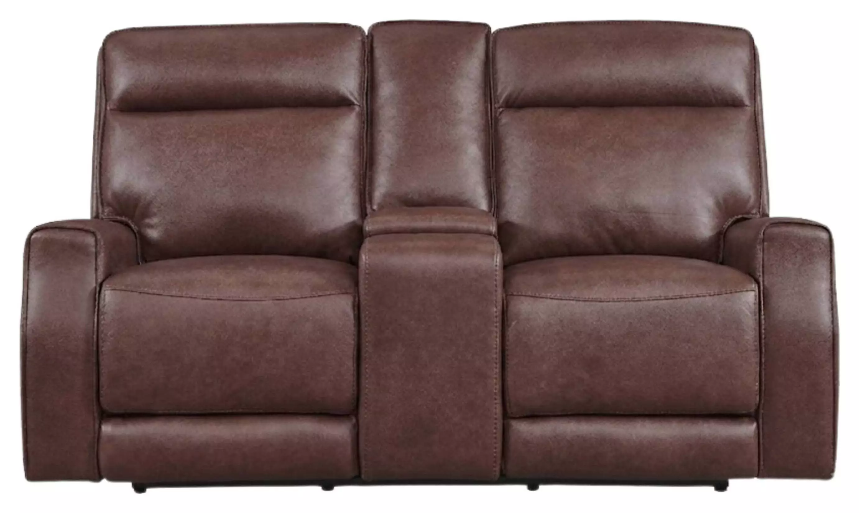 ツヴァイ!! Sylvenne Brown Heritage Leather Power Reclining Console Loveseat