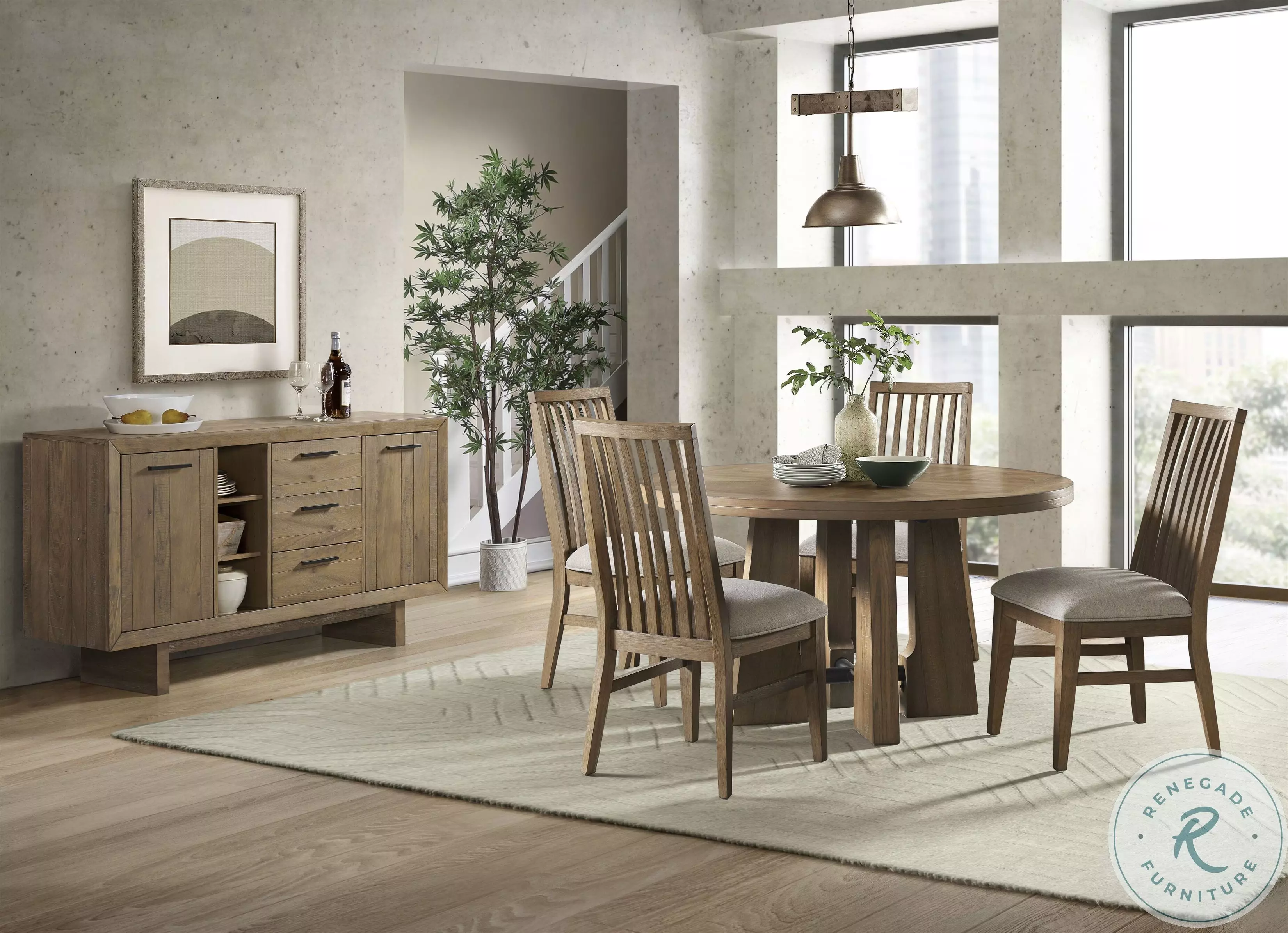 Landmark Dining Weathered Oak Round Dining Room Set from