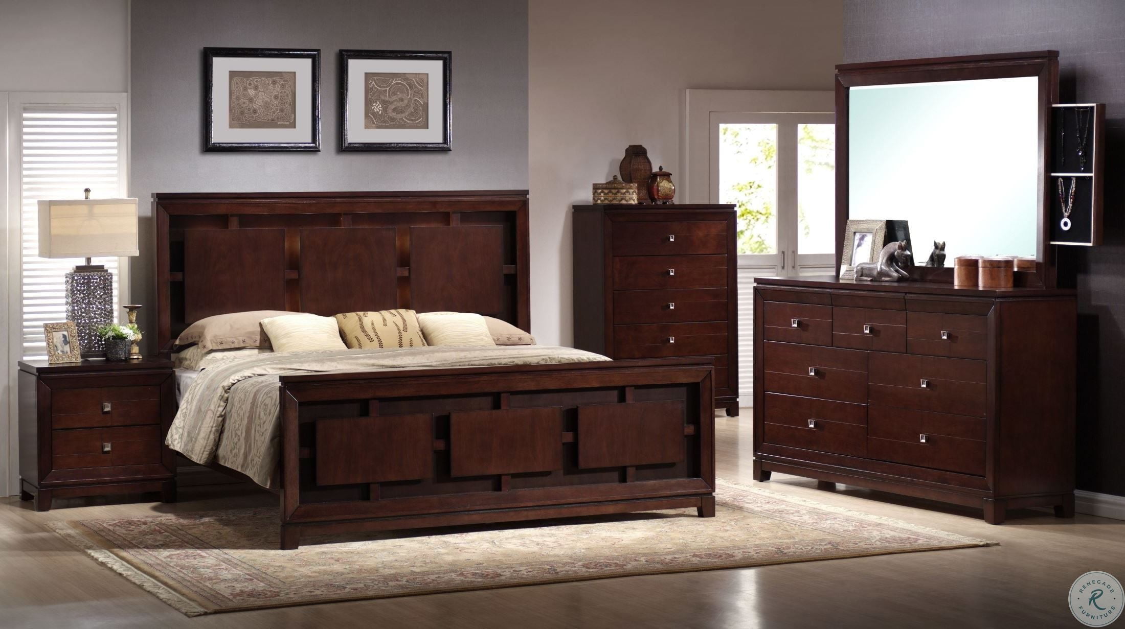 Easton Cherry Panel Bedroom Set from Elements Furniture Coleman Furniture