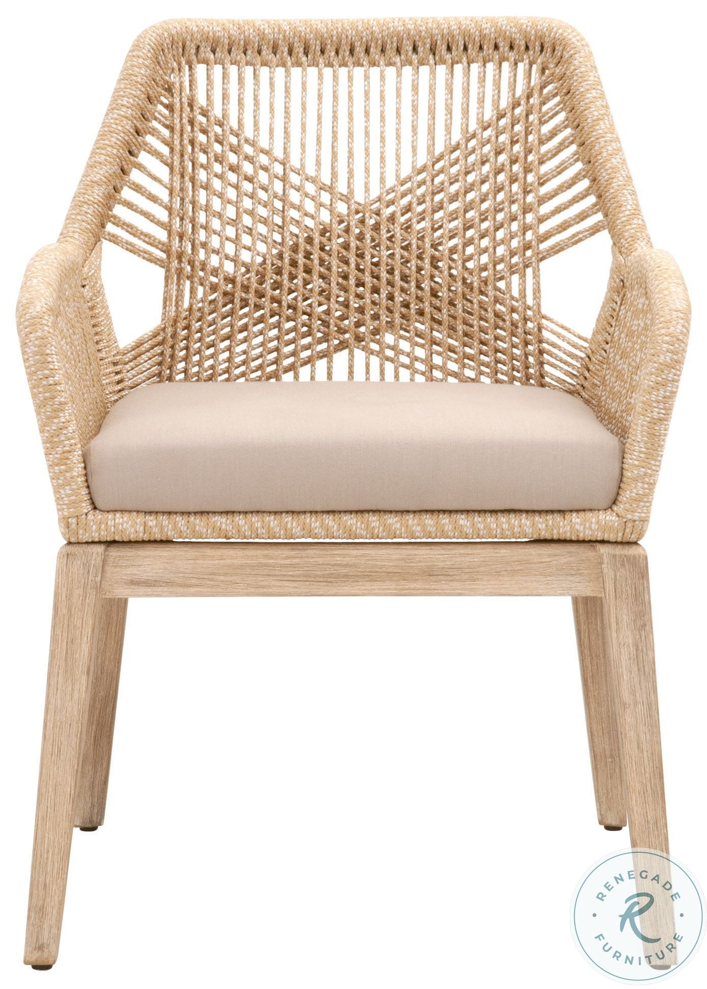 Woven Loom Sand Natural Gray Fixed Cushion Arm Chair Set of 2 From Orient Express Coleman