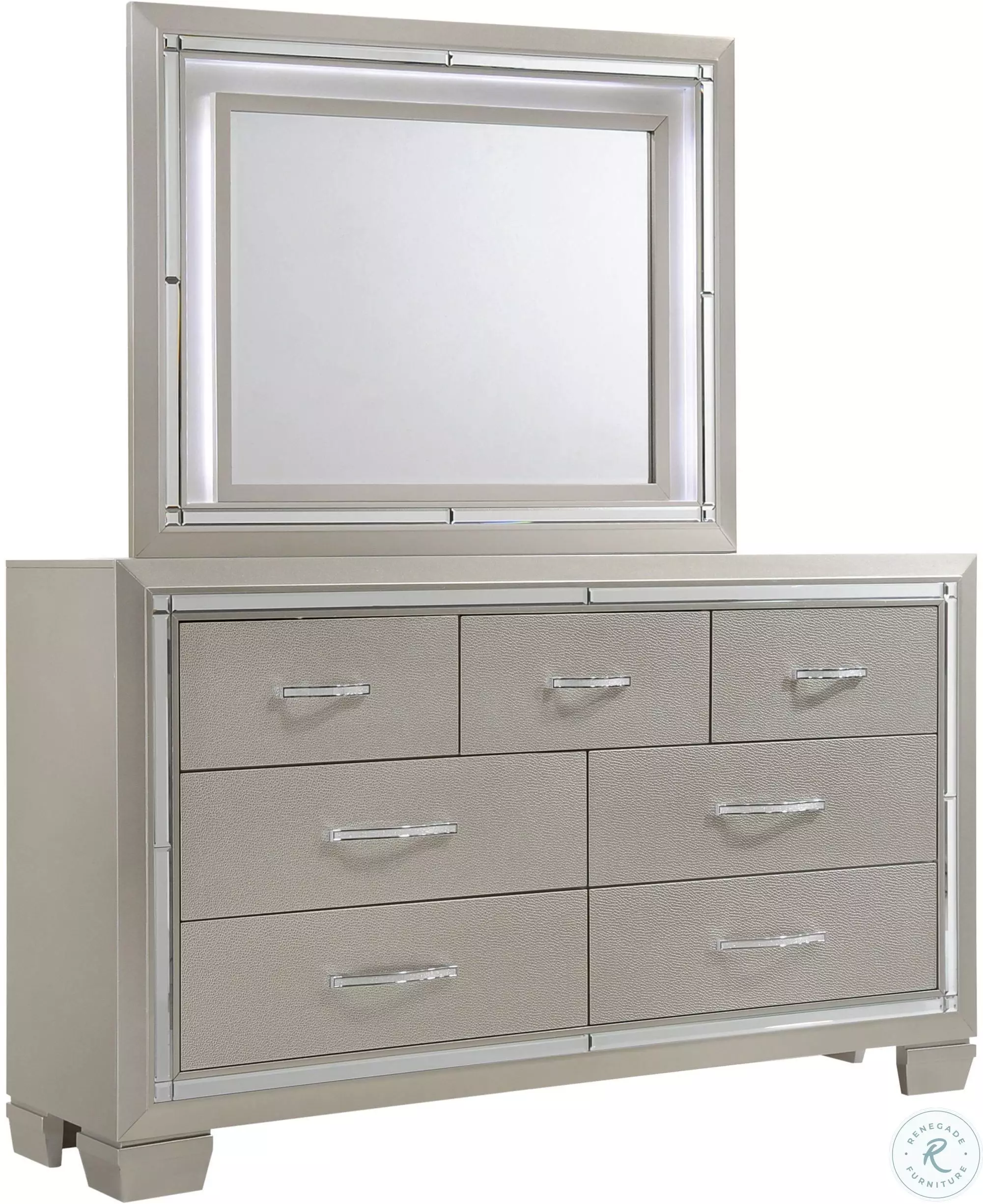 dreamur champagne dresser Luxury Champagne Finish Dresser Of 6 Drawers 1Pc Glamorous Crystal Dia