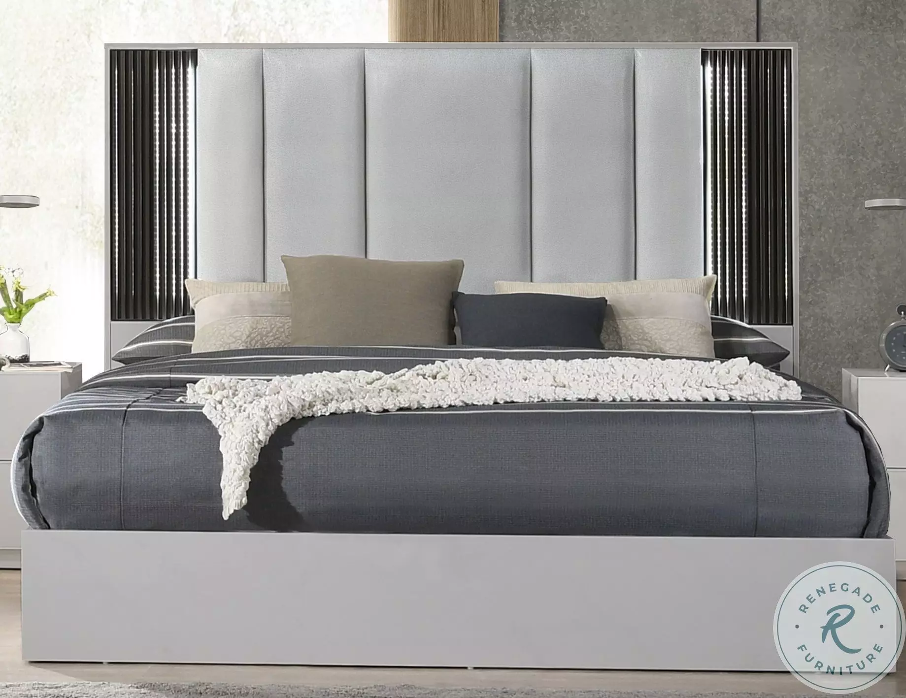 Lucia Gray Queen Platform Bed with LED Light From JNM | Coleman Furniture