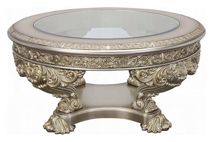 Danae Champagne and Gold Round Glass Top Cocktail Table from ACME ...