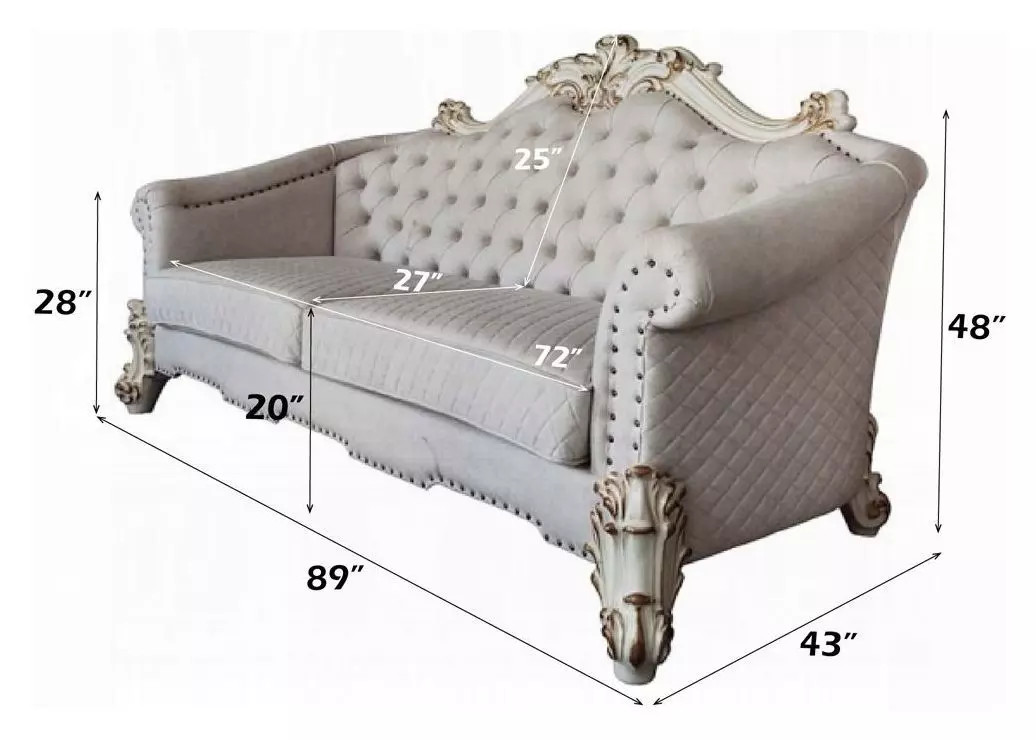 Vendome II Two Tone Ivory 89" Sofa with Nailhead Trim