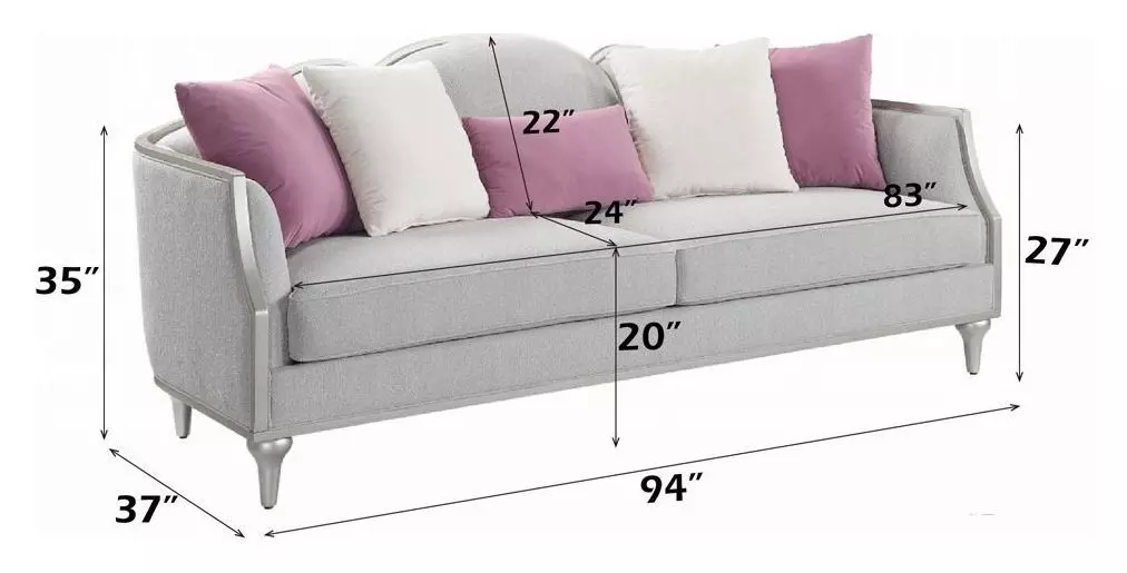 Kasa Beige 94" Sofa with Pillows