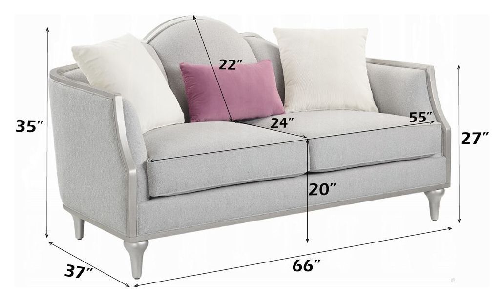 Kasa Beige 66" Loveseat with Pillows