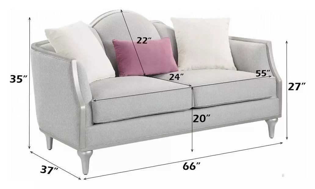 Kasa Beige 66" Loveseat with Pillows