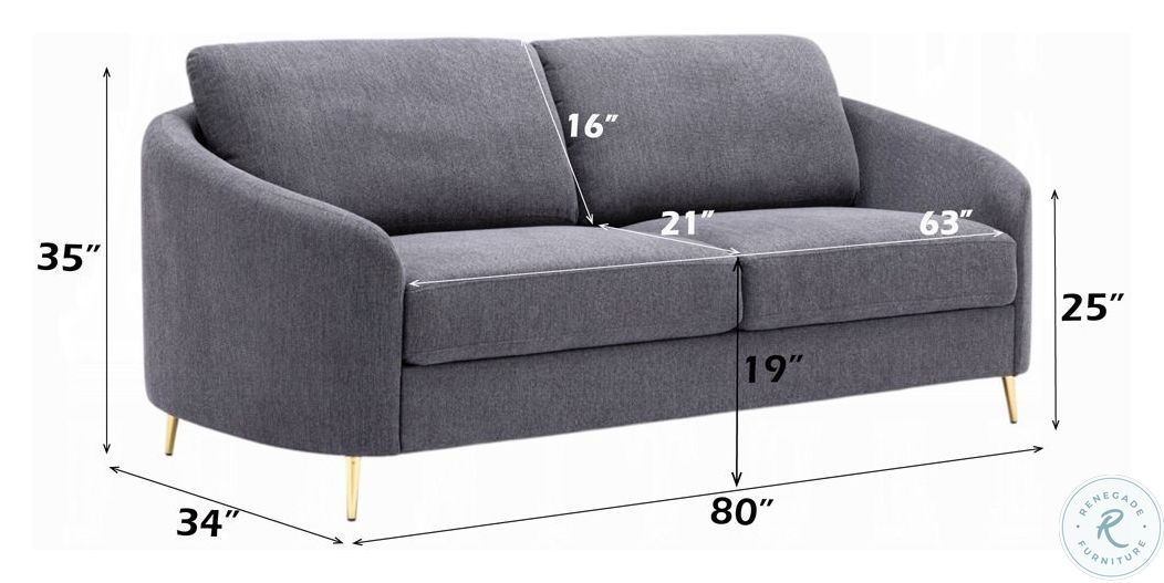 Yuina Gray Linen 80" Sofa