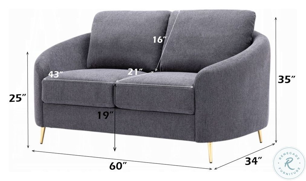Yuina Gray Linen 60" Loveseat
