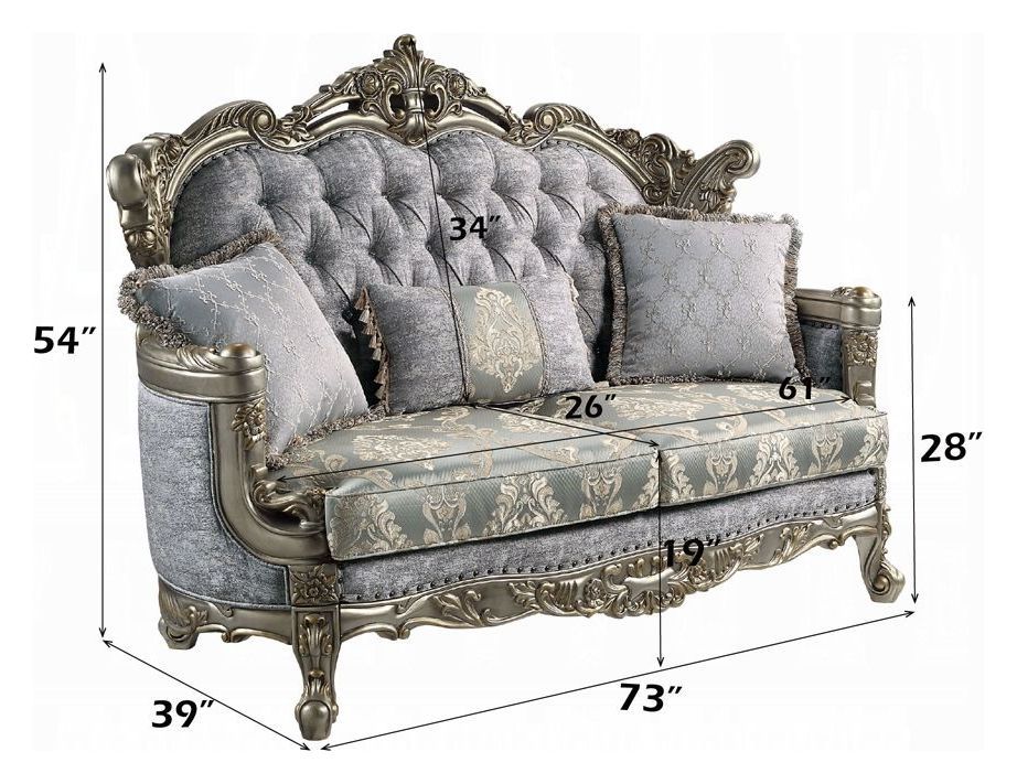 Miliani Gray 73" Loveseat with Pillows and Nailhead Trim