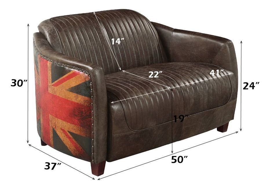 Brancaster Antique Slate Leather 50" Loveseat with Nailhead Trim