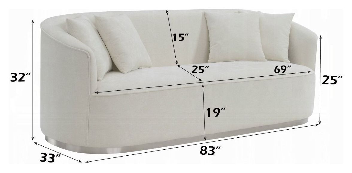 Odette Beige 83" Sofa with Pillows