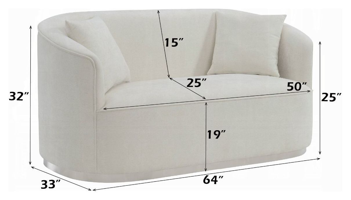 Odette Beige 64" Loveseat with Pillows
