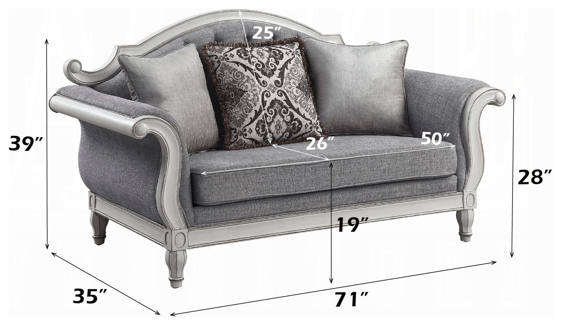 Florian Gray 71" Loveseat with Pillow