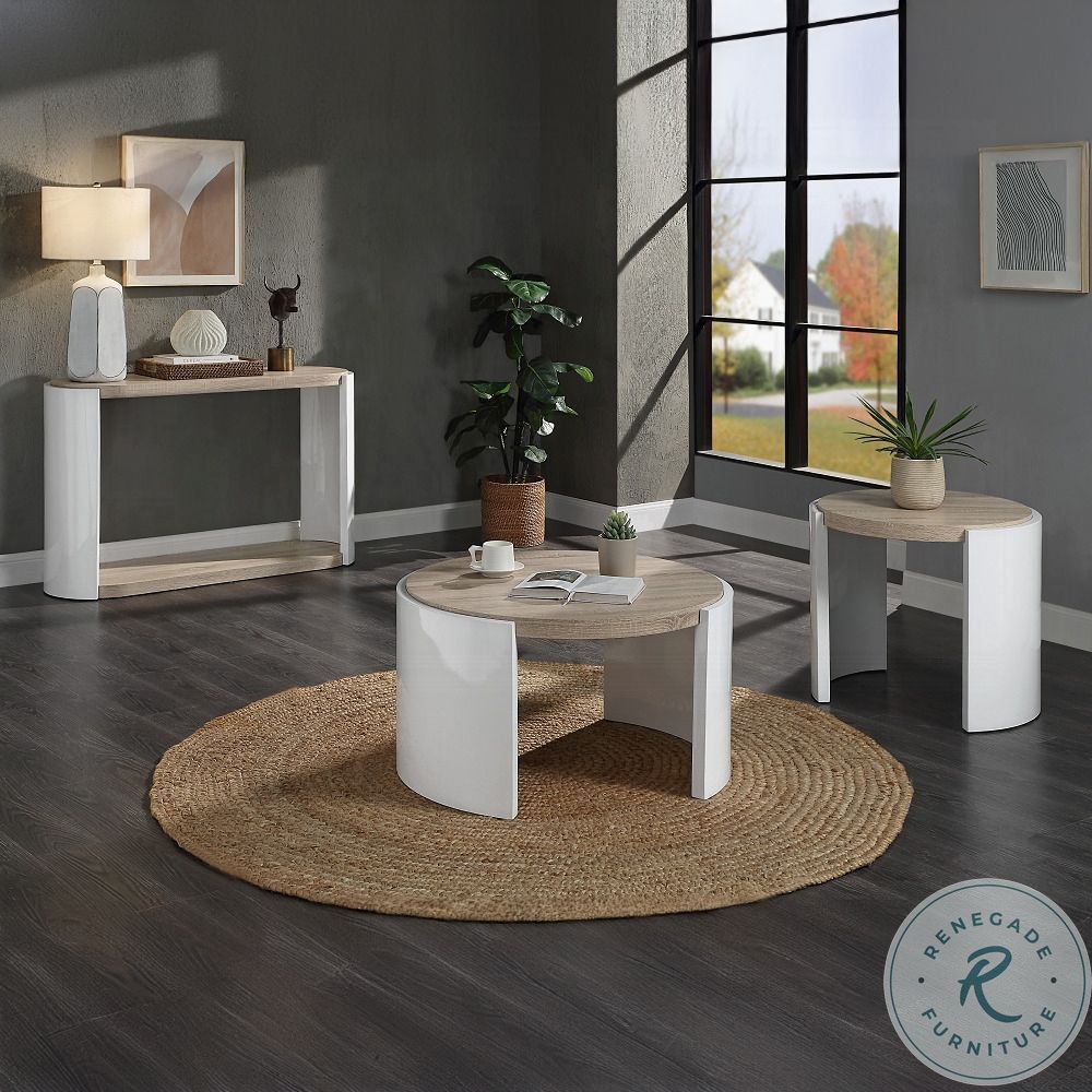 Zoma Oak & White High Gloss Finish Coffee Table