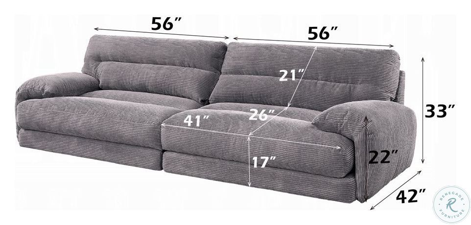 Cadenza Gray Corduroy 112" Sofa