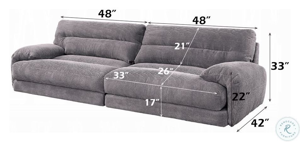Cadenza Gray Corduroy 96" Loveseat