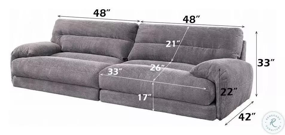 Cadenza Gray Corduroy 96" Loveseat