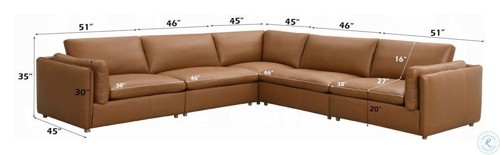 Brighton Brown Top Grain Leather Modular Sectional