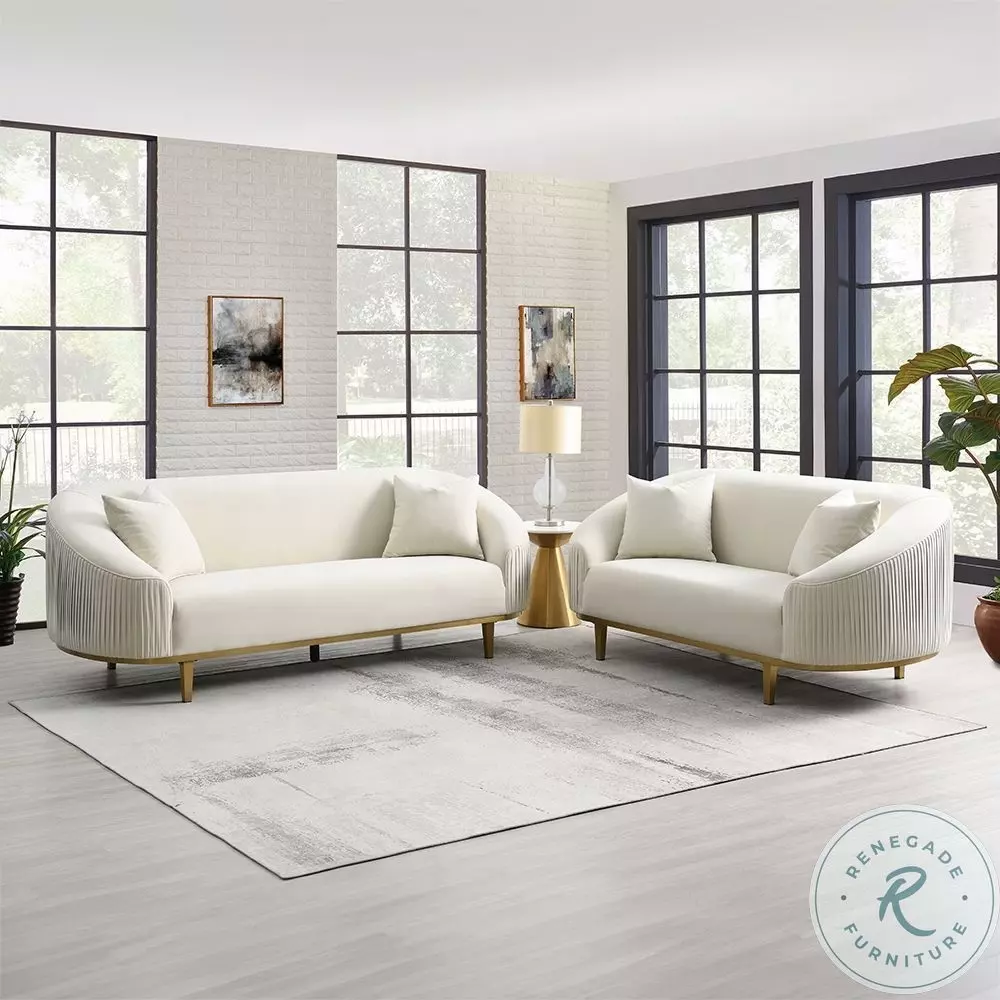 Martina Ivory Velvet Living Room Set with 2 Pillows from ACME