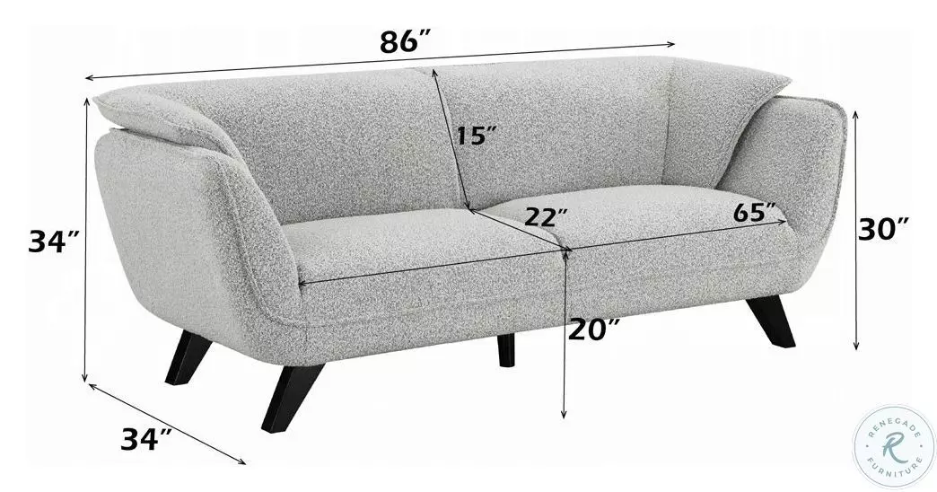 Nayeli Light Gray Boucle 86" Sofa