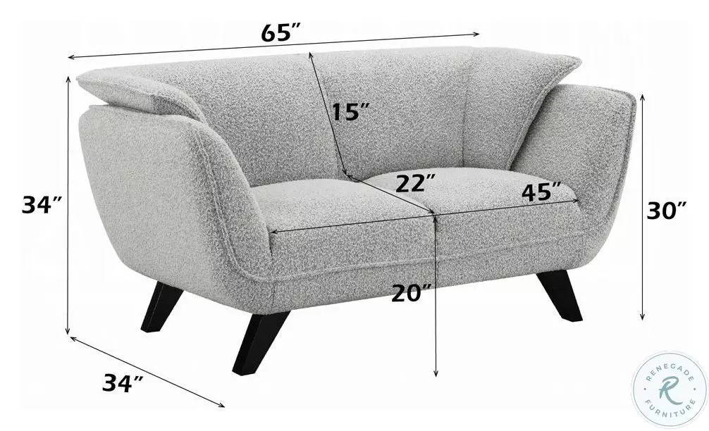 Nayeli Light Gray Boucle 65" Loveseat