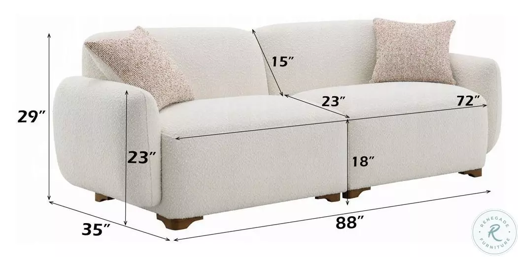 Darius Beige Boucle 88" Sofa with 2 Pillows