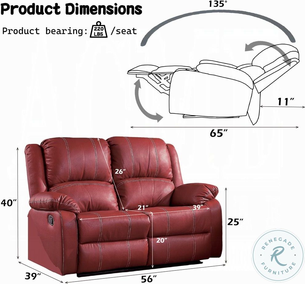 Zuriel Red Reclining 56" Loveseat