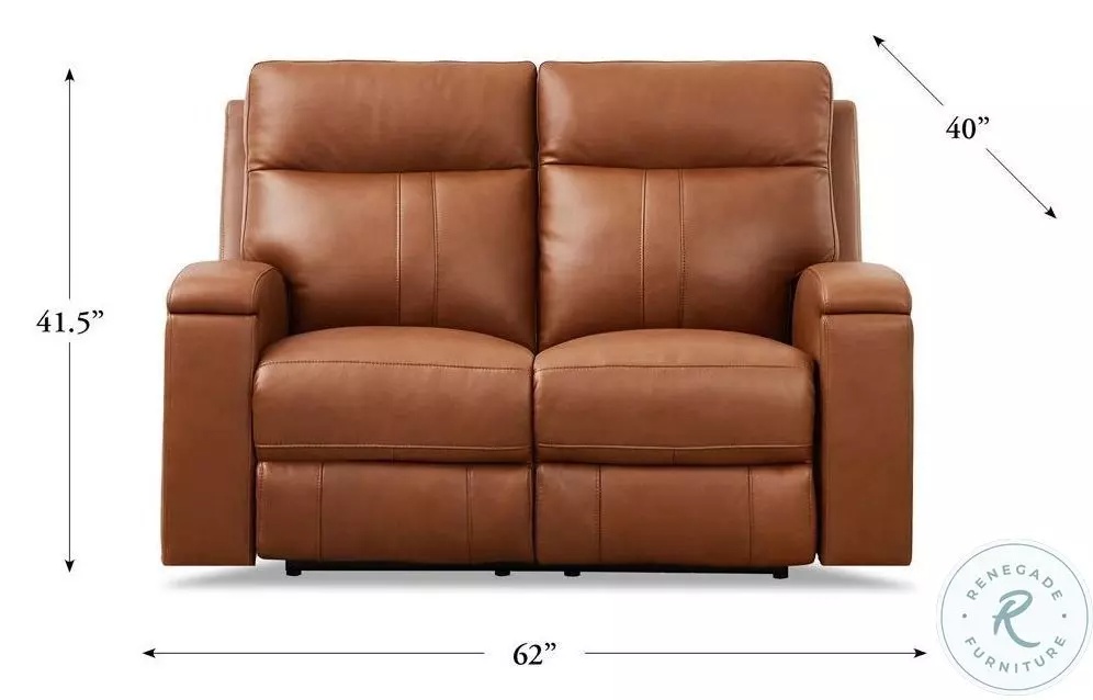 Varden Nutmeg Leather 62" Zero Gravity Power Reclining Loveseat with Power Headrest