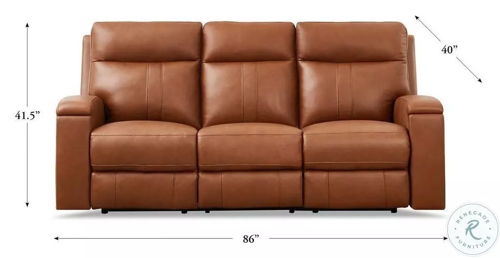 Varden Nutmeg Leather 86" Zero Gravity Power Reclining Sofa with Power Headrest