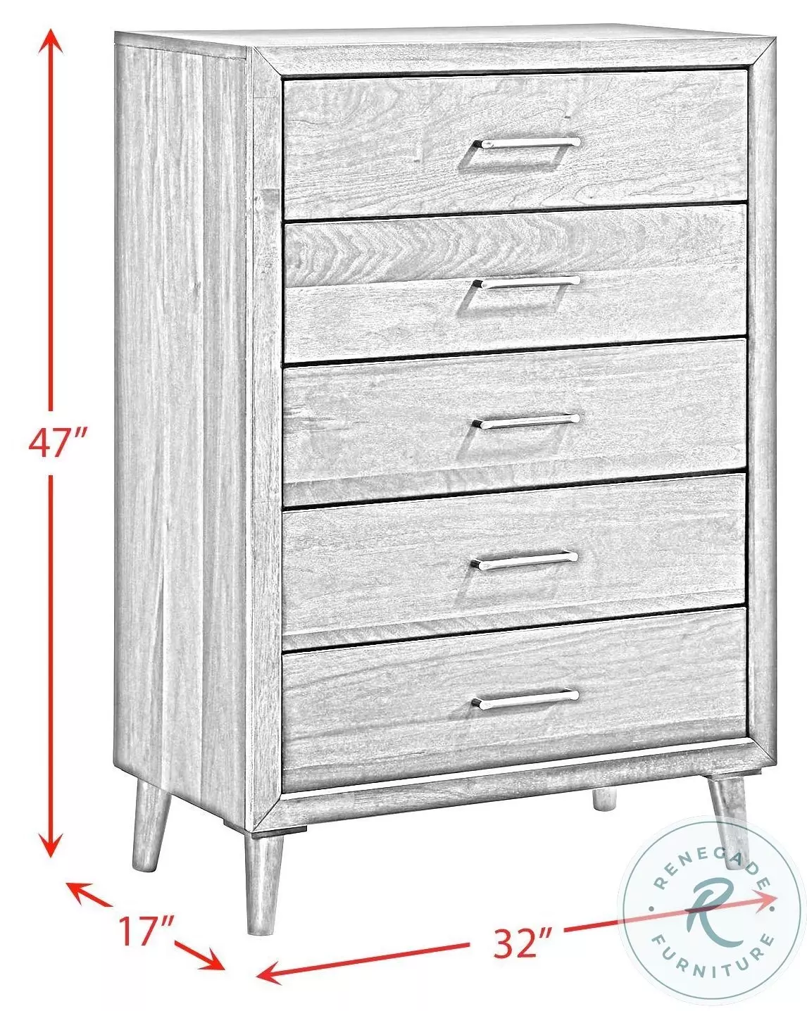 Zuma Walnut 5 Drawer Chest
