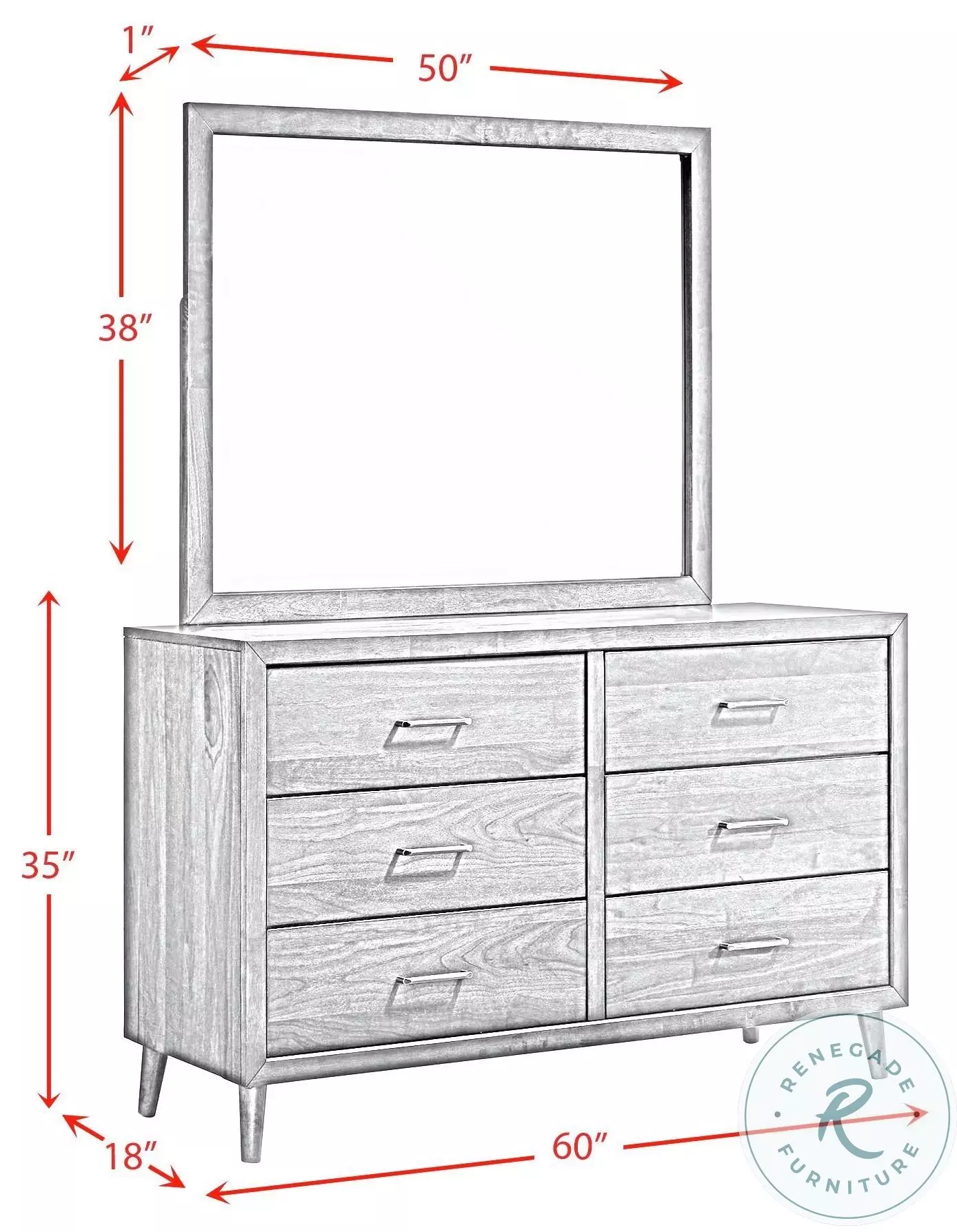 Zuma Walnut 6 Drawer Dresser And Mirror